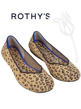 Rothy's The Point Retired Leopard Print Flats Slip On Shoes